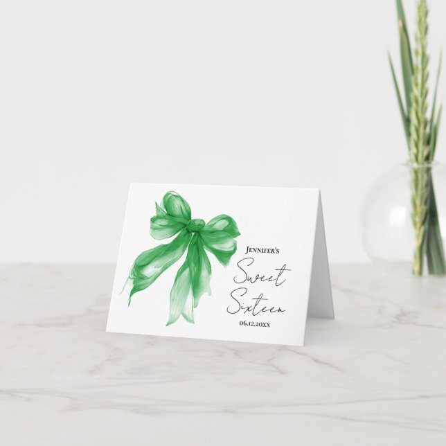 Lindo Agradecimento Sweet 16 Coquette Green Bow Sc (Frente)