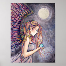 Lindo Anjo Fada Cartaz de Impressão em Aquarela