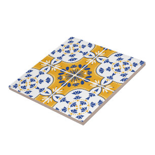 Lindo Azulejo Português azul e amarelo