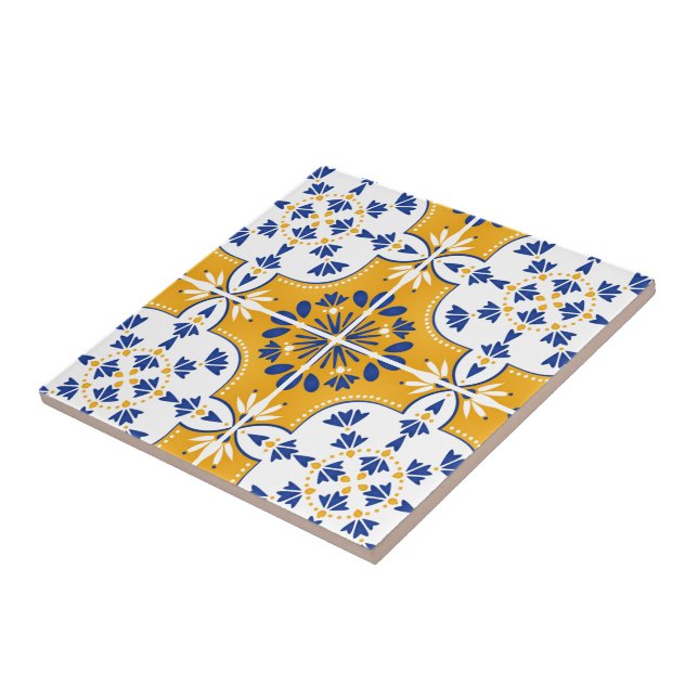 Lindo Azulejo Português azul e amarelo (Lateral)