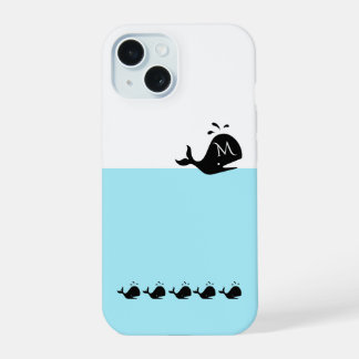 Lindo Baleia Preta Branco e Azul Personalizado Ini