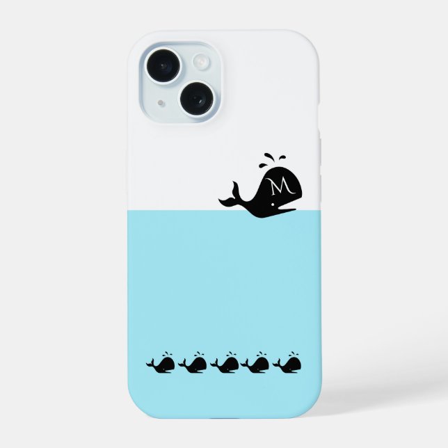 Lindo Baleia Preta Branco e Azul Personalizado Ini (Verso)