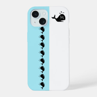 Lindo Baleia Preta Branco e Azul Personalizado Ini