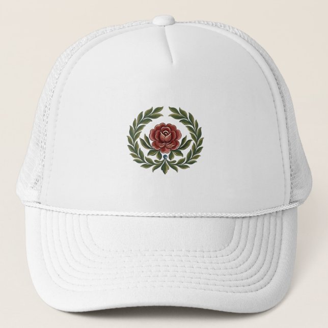 Lindo Boné de Estampa Floral de Arte Folclórica Es (Frente)