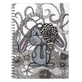 Lindo Caderno Espiral Coelho Zen Doodle Desenhado