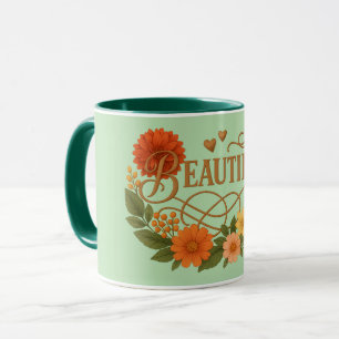 Lindo Caneca de Café Floral Elegante Dourado & Lar