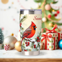 Lindo Cardinal de Natal e Galhos de Pinheiro