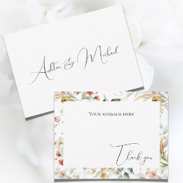 Lindo Cartão de Agradecimento Chato de Aquarela Fl