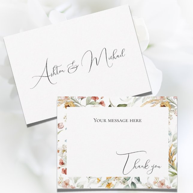 Lindo Cartão de Agradecimento Chato de Aquarela Fl (Criador carregado)