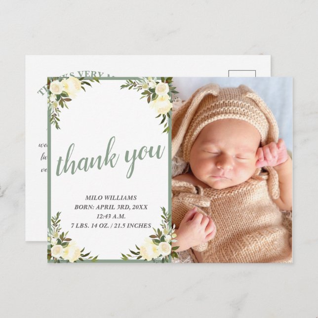 Lindo cartão de agradecimento de foto floral amare (Frente/Verso)