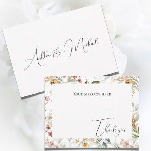 Lindo Cartão de Agradecimento Floral em Aquarela