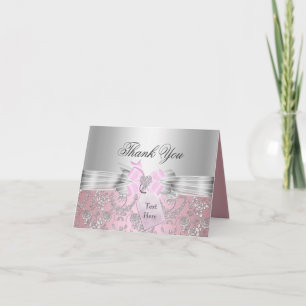 Lindo Cartão de Agradecimento Floral Rosa e Laço