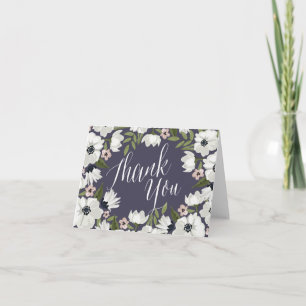 Lindo cartão de agradecimento floral - roxo