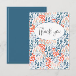 Lindo Cartão de Agradecimento Plano Floral Azul
