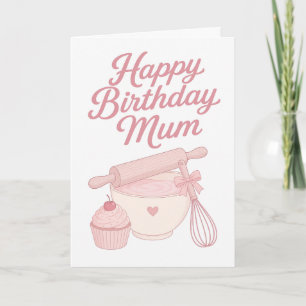 Lindo Cartão de Aniversário de Mãe de Confeitaria