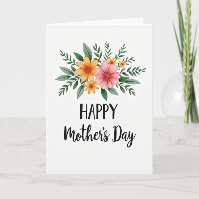 Lindo Cartão de Dia das Mães com Desenho (Frente)
