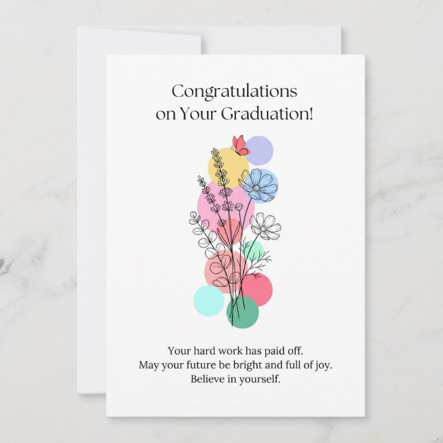 Lindo Cartão de Formatura Floral 5x7 (Frente)