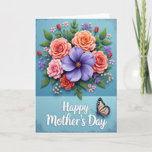 Lindo Cartão de Mãe com Design Floral