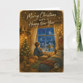 Lindo cartão de Natal à espera do Papai Noel