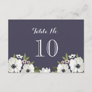 Lindo Cartão de Número de Mesa Floral - roxo