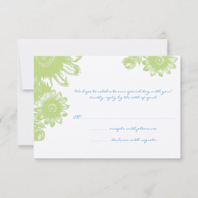 Lindo Cartão de Resposta de Casamento de Flores Vi (Frente)