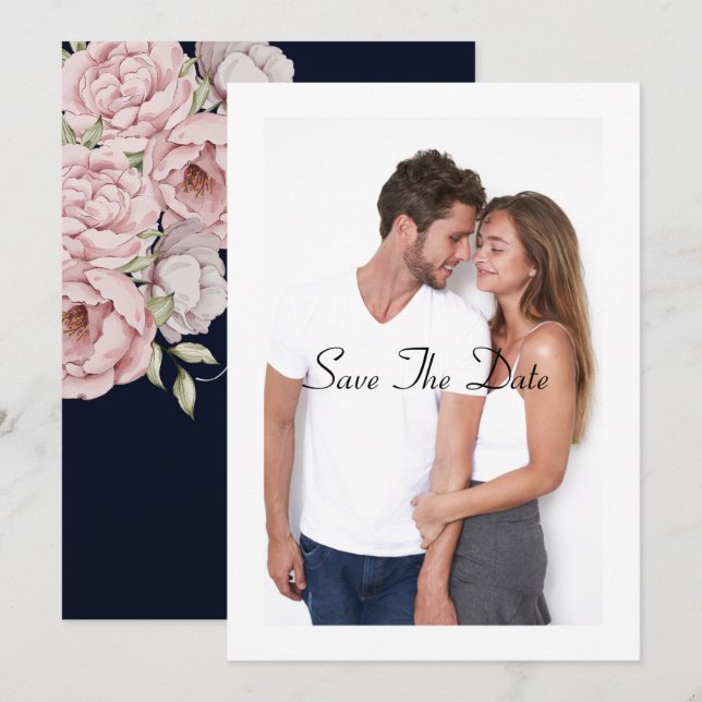 lindo cartão de salvar a data de casamento com peô (Frente/Verso)