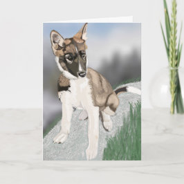 Lindo cartão de saudação em branco de cachorrinho