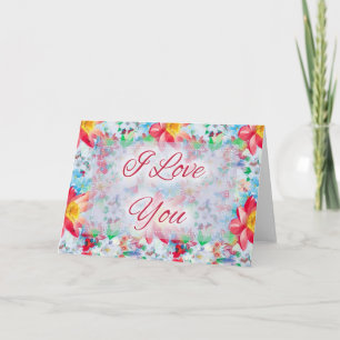 Lindo Cartão de Saudação Floral D3 Eu Te Amo