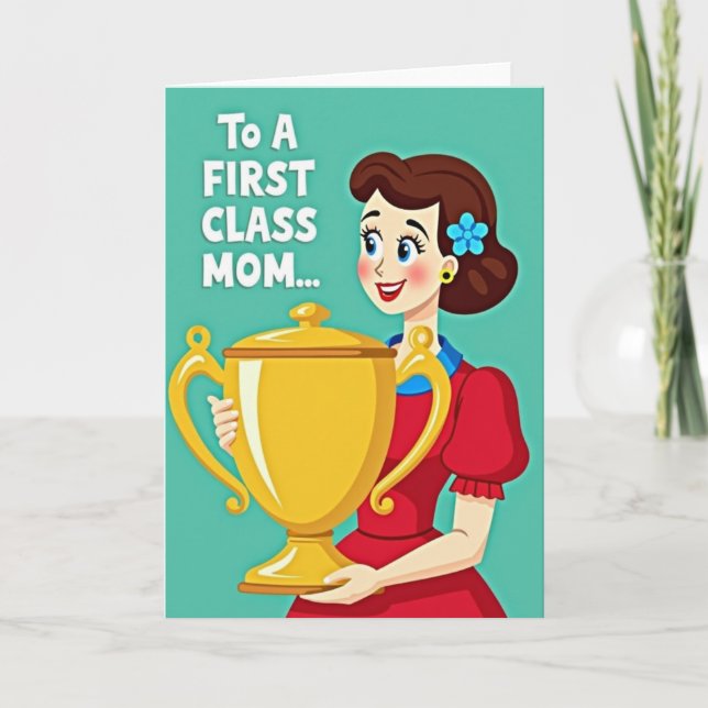 Lindo Cartão de Troféu do Dia das Mães (Frente)