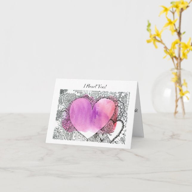 Lindo cartão do Dia dos Namorados com caneta, tint (Flor Amarela)