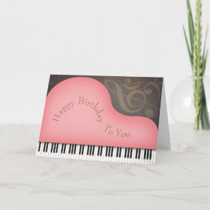 Lindo Cartão Grande de Piano de Cauda Rosa Persona