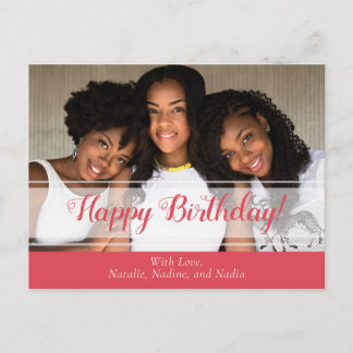 Lindo cartão postal de aniversário cor-de-rosa