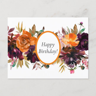 Lindo cartão postal de aniversário floral de cores