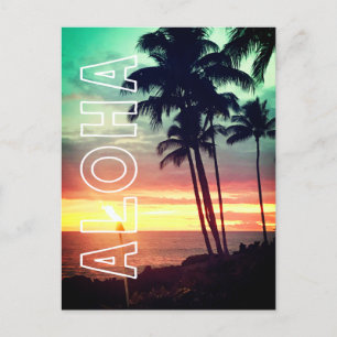 Lindo cartão postal do pôr do sol havaiano Aloha