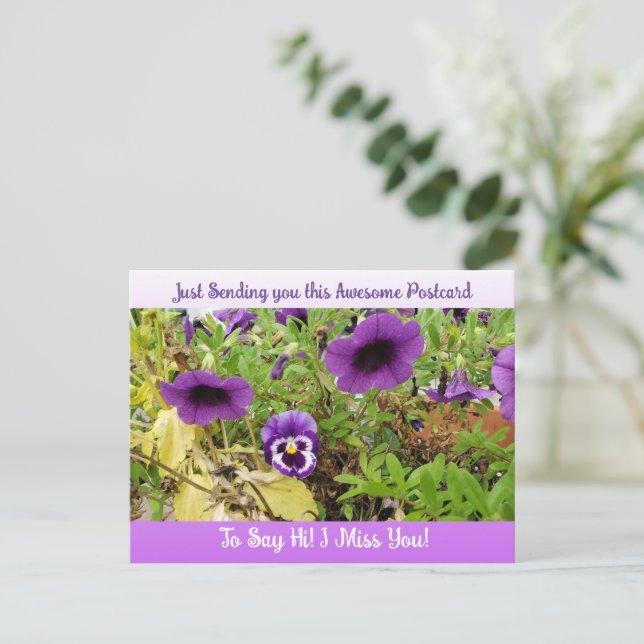 Lindo cartão postal floral "Sinto sua falta" dizen (Em pé/Frente)