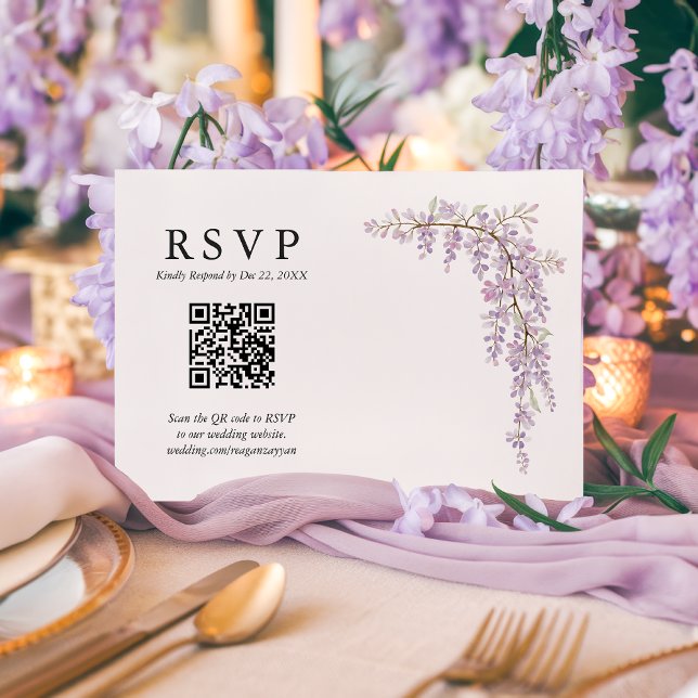 Lindo Código QR de RSVP de Casamento com Wisteria  (Criador carregado)