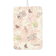 Lindo Coelho Kawaii Japonês e Xadrez Gingham Rosa