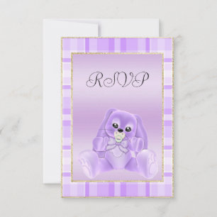 Lindo Coelho Lilás RSVP Chamada de Bebê