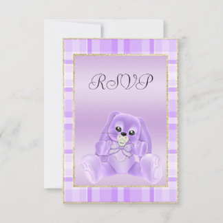 Lindo Coelho Lilás RSVP Chamada de Bebê
