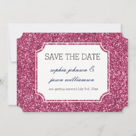 Lindo convite glitter rosa para salvar a data