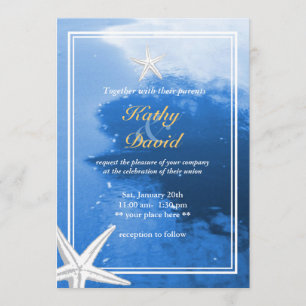 Lindo convite para casamento sobre Starfish Beach