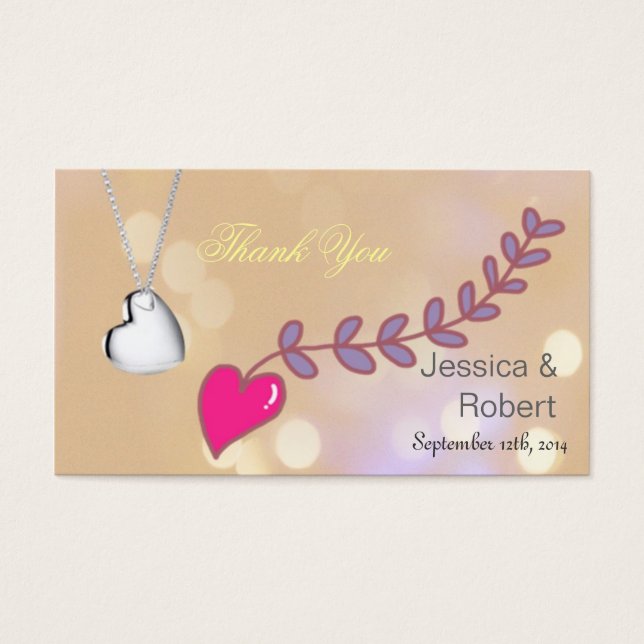 Lindo coração rosa e prata favor de casamento (Frente)