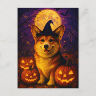 Lindo Corgi Feliz Halloween Cartão Postal Postcros