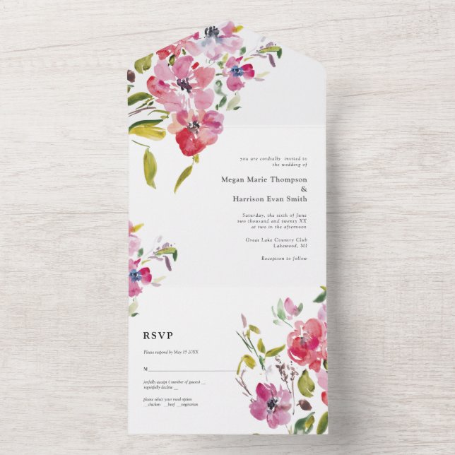 Lindo desenho de casamento de flores silvestres em (Interno)