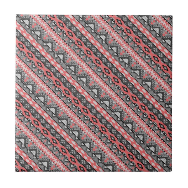 Lindo desenho de padrão asteca cinza vermelho (Frente)