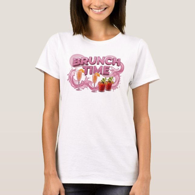 Lindo Design de Camisa Rosa BRUNCH TIME (Frente)