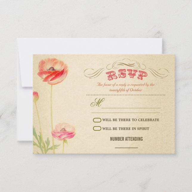 lindo design de casamento vintage rsvp (Frente)