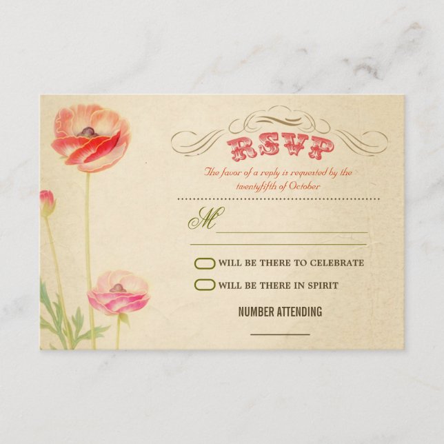 lindo design vintage casamento rsvp (Frente)