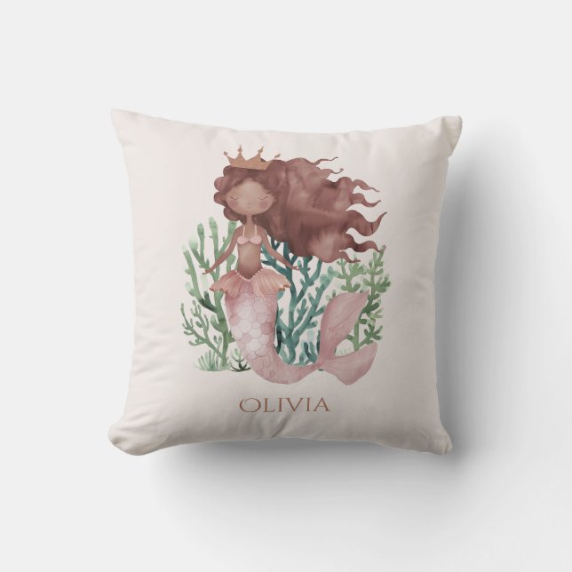 Lindo e divertido Almofada de sereia rosa para cri (Frente)