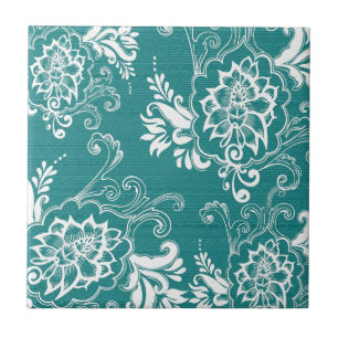 Lindo, elegante, clássico, floral azul-turquesa e